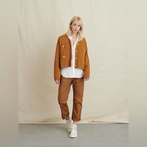 Alex Mill Jo Ribbed Cardigan Sweater Jacket in Caramel Golden Yellow size Small
